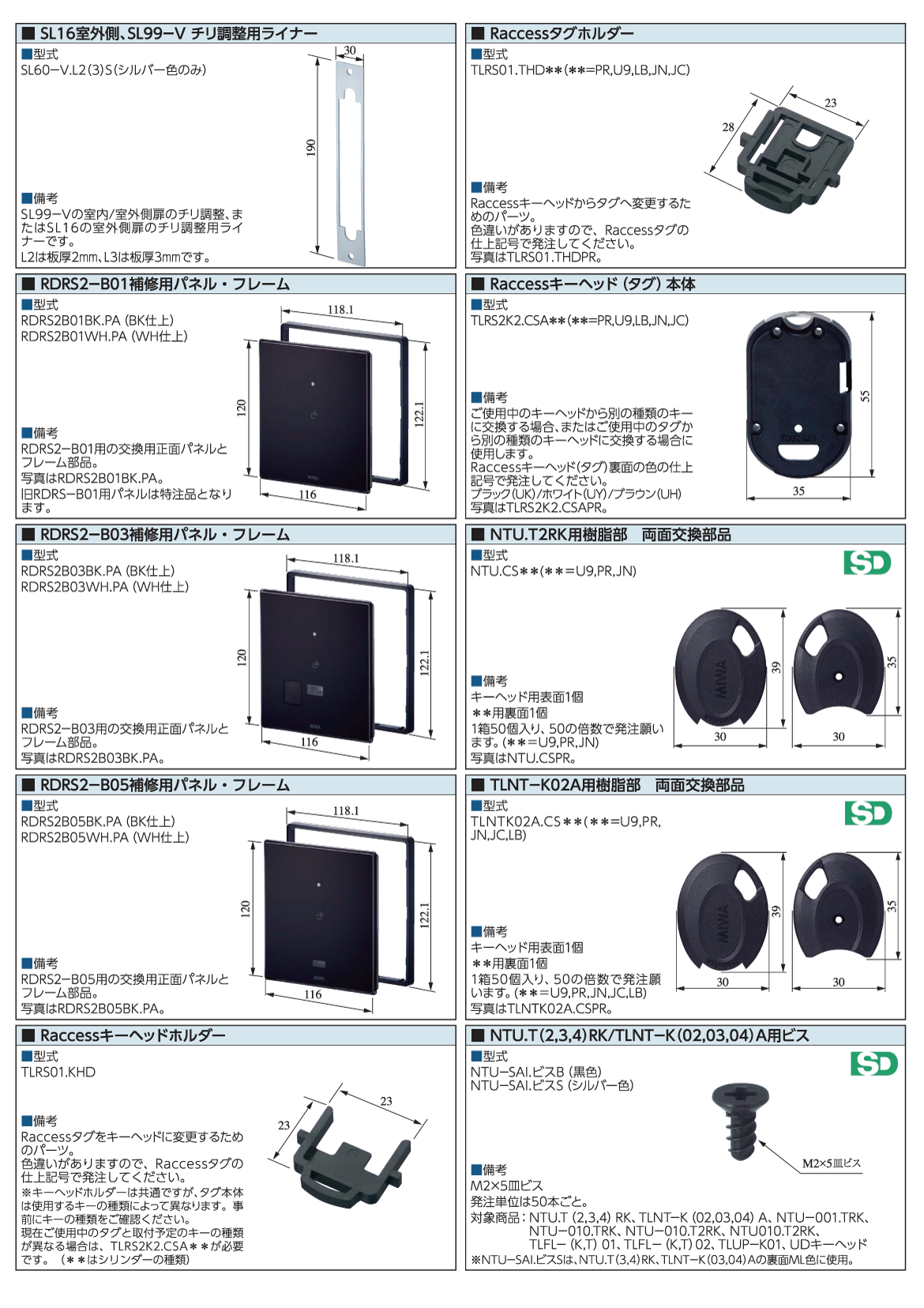 補修用部品類